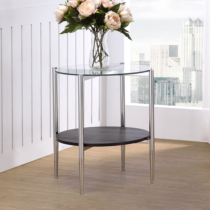 Orren Ellis Haycroft Glass Top End Table with Storage & Reviews Wayfair